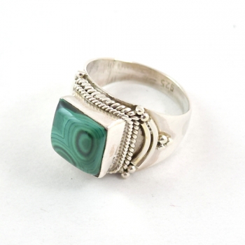 Bohemian design pure silver gemstone ring